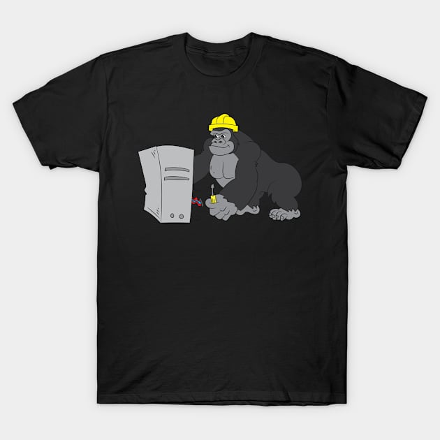 Computer Engineering T-Shirt | Gorilla Repairing Gift T-Shirt by Gawkclothing